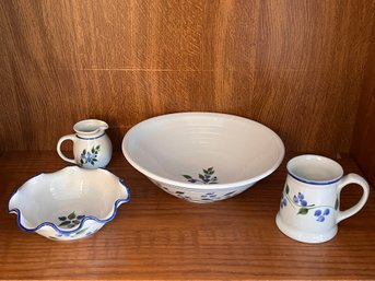 Hand Painted 'Maine Blueberry' Pottery Lot