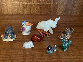 Miniature Animal Lot - Resin, Stone, Pottery & Glass