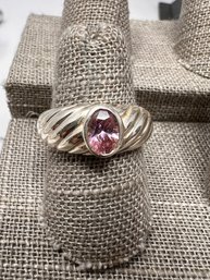 Sterling Ring With Pink Stone (J7)