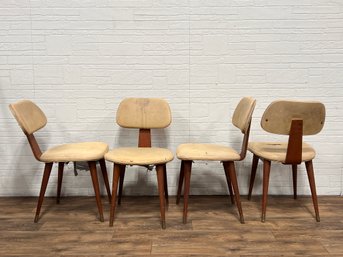 Set Of Four Bentwood And Vinyl Dining Chairs - AS IS - FOR PARTS OR REPAIR