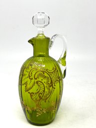 Victorian Hand Made Green Glass Claret Jug