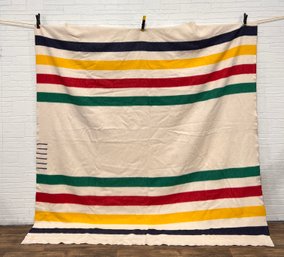 Queen Size Hudson Bay Blanket Stripes Iconic Multi Stripe 6 Point Blanket