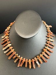 Native American Spine Oyster Shell And Gold Beaded Necklace