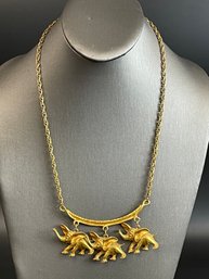 Vintage Gold Toned Elephant Necklace