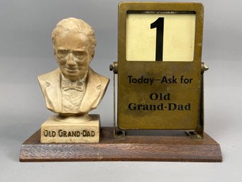 Vintage Old Grand Dad Perpetual Desk Calendar Advertising Countertop Piece