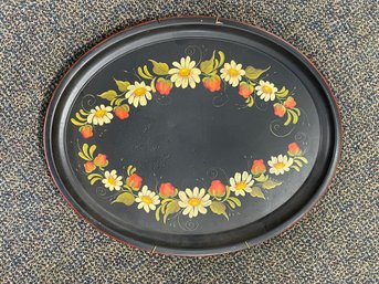 Large Vintage Painted Tin Oval Tray
