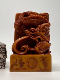 Vintage Chinese Shoushan Stone Carving Stamp