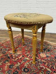 Venetian Painted Side Stool With Cross Stitch Top