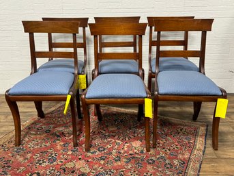 Set Of 6 Mahogany Saber Leg Dining Chairs