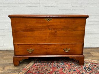 Primitive 1 Drawer Blanket Chest W/ Strap Hinges