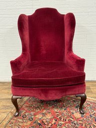 Red Velvet Wing Back Chair