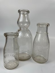 Group Of Vintage Milk Bottles