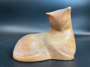 Luman Kelsey Stone Carving Sculpture Cat Signed MCM CT Artist