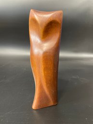 Signed Luman Kelsey Wood Carving Sculpture Owl MCM CT Artist