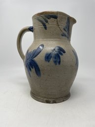 Stoneware Pitcher With Floral Decoration