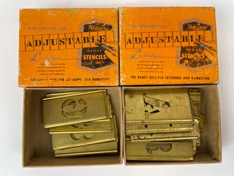 Lot Of Vintage Brass Stencils In Original Boxes