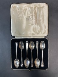 Set Of Six Sterling Demitasse Spoons In Case 44 Grams