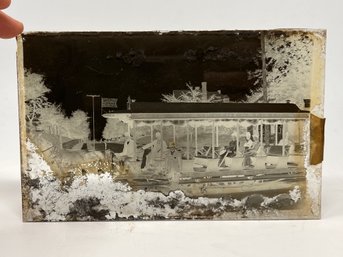 Antique Glass Negative - Advertising And Transportation Related