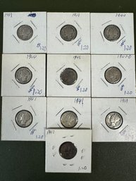 Lot Of 10 Silver Dimes (3)