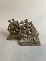 Pair Of Vintage Ship Bookends