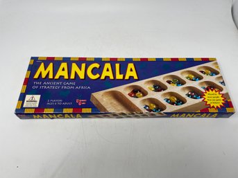 Wooden Mancala Game With Stones