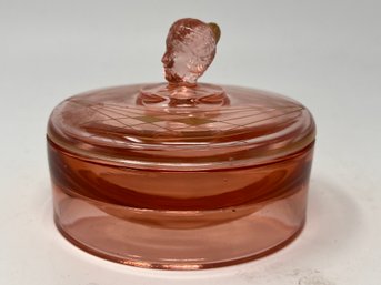 McKee Scarce Pink Wheel Cut Annabella Powder Jar