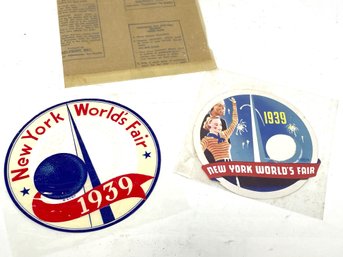 Vintage 1939 Worlds Fair Stickers Decal