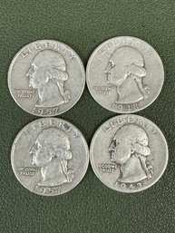 Lot Of 4 Silver Washington Quarters (25)