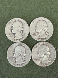 Lot Of 4 Silver Washington Quarters (27)