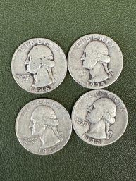 Lot Of 4 Silver Washington Quarters (28)