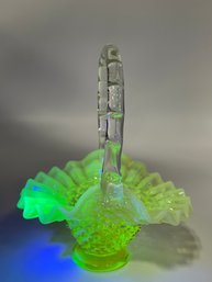 Uranium Glass Hobnail Basket