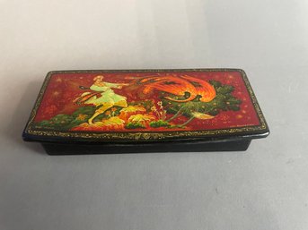 Vintage Russian Lacquer Snuff Trinket Box Ivan And The Firebird