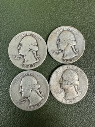 Lot Of 4 Silver Washington Quarters (32)