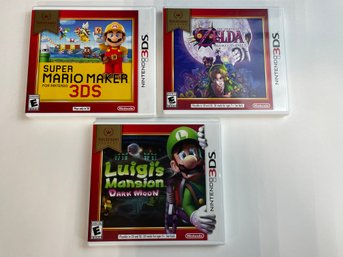 Lot Of (3) Nintendo 3DS Games Including Super Mario Maker, Luigis Mansion And More