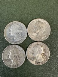 Lot Of 4 Silver Washington Quarters (36)