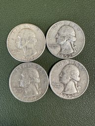 Lot Of 4 Silver Washington Quarters (37)