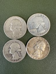 Lot Of 4 Silver Washington Quarters (38)