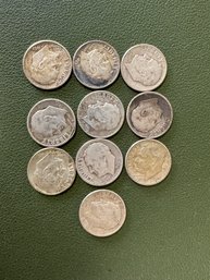 Lot Of 10 Silver Dimes (40)