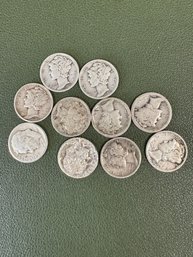 Lot Of 10 Silver Dimes (42)