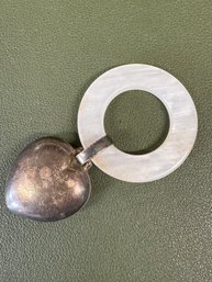 Antique Sterling And Mother Of Pearl Bany Rattle