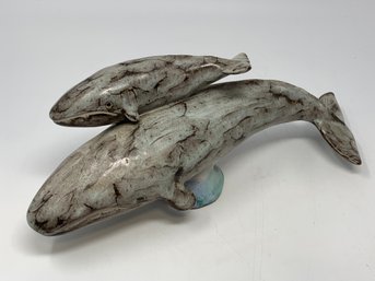 Mid Century Pottery Whale Sculpture