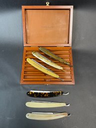 Thiers Issard Straight Razor Case With Various Brand Razors