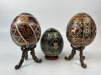 Lot Of Ukrainian Pysanky Wooden Eggs