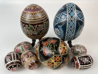 Lot Of Ukrainian Pysanky Wooden Eggs