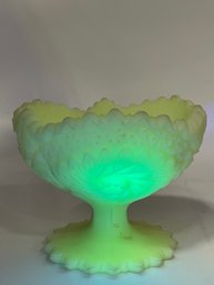 Uranium Glass Compote Bowl
