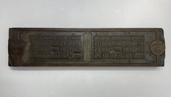 Antique Print Block For A Tire Catalog