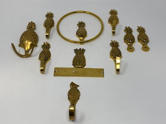 Lot Of Brass Pineapple Hardware Decor