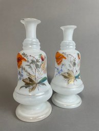 Pair Of Hand Painted Blown Glass Vases