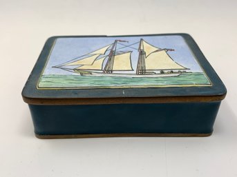 Enamel Trinket Box With Ship Detail