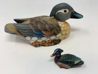 Pair Of Painted Duck Decoy Figures